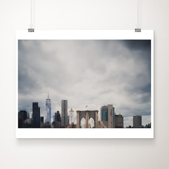 Brooklyn Bridge Manhattan Skyline Moody New York City Photo Poster