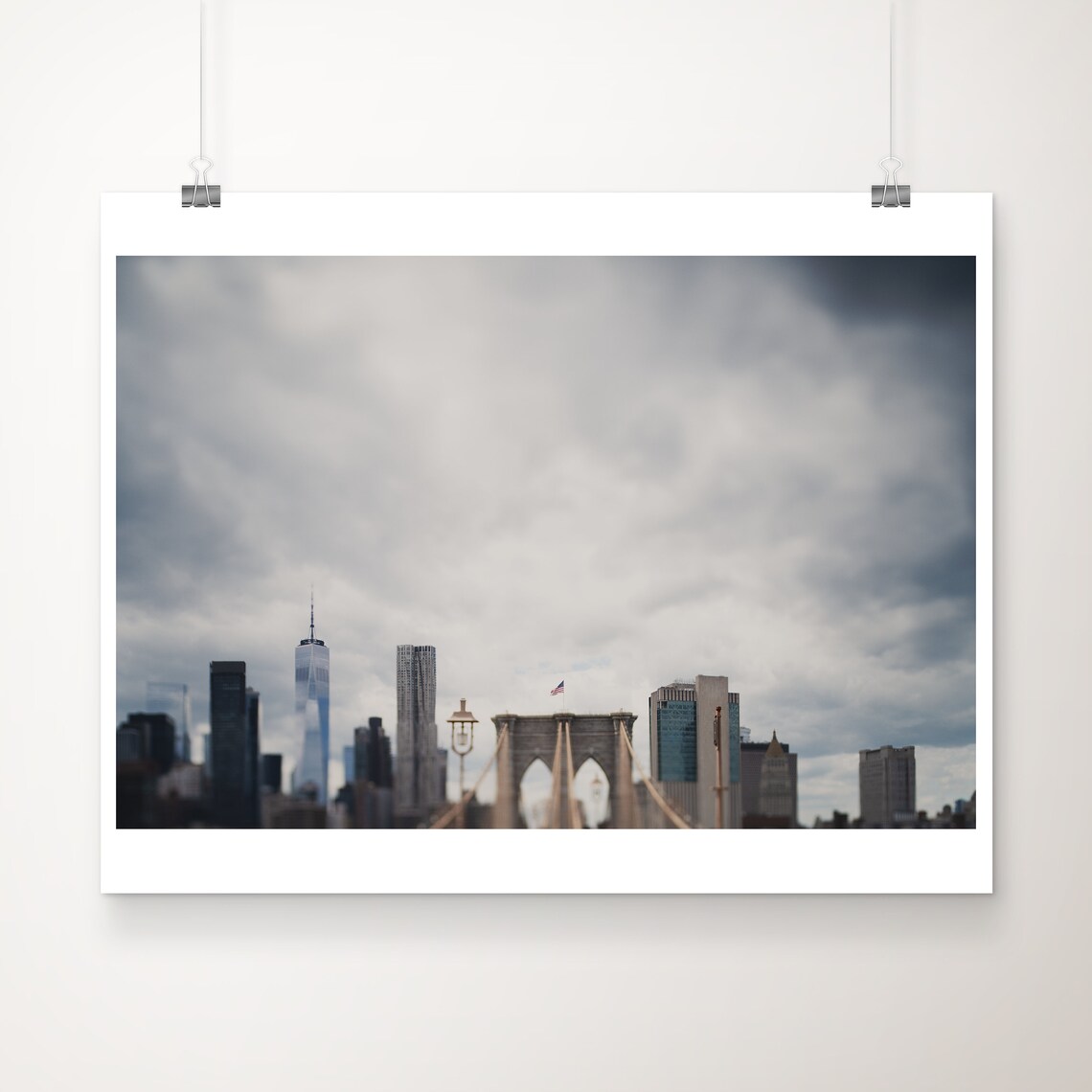 Brooklyn Bridge Manhattan Skyline Moody New York City Photo Poster