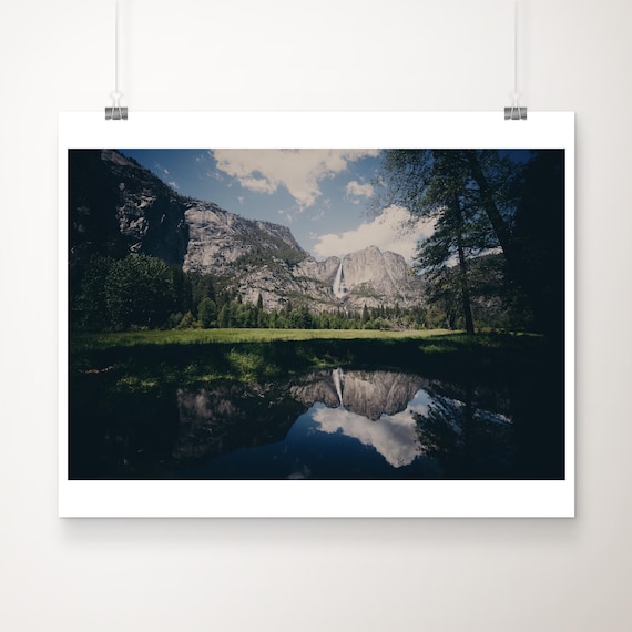 Yosemite Falls Granite Cliffs Meadow Reflection National Park Wall Art