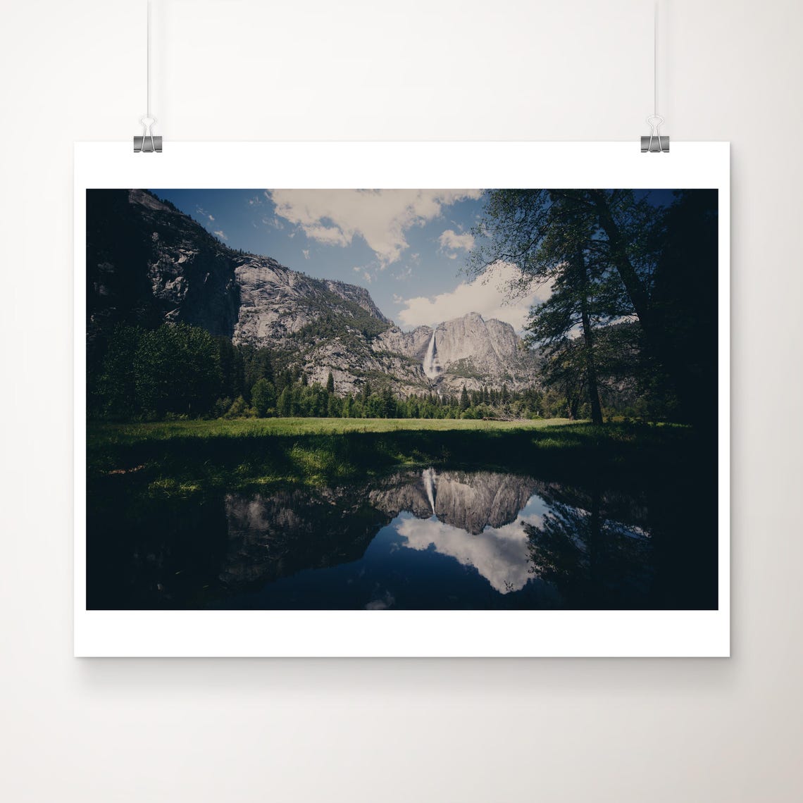 Yosemite Falls Granite Cliffs Meadow Reflection National Park Wall Art