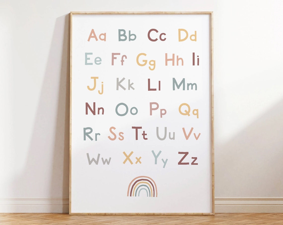 Alphabet Print Preschool Uppercase Letters Lowercase Letters Print Childrens Wall Art Educational Childrens Prints - Image 3