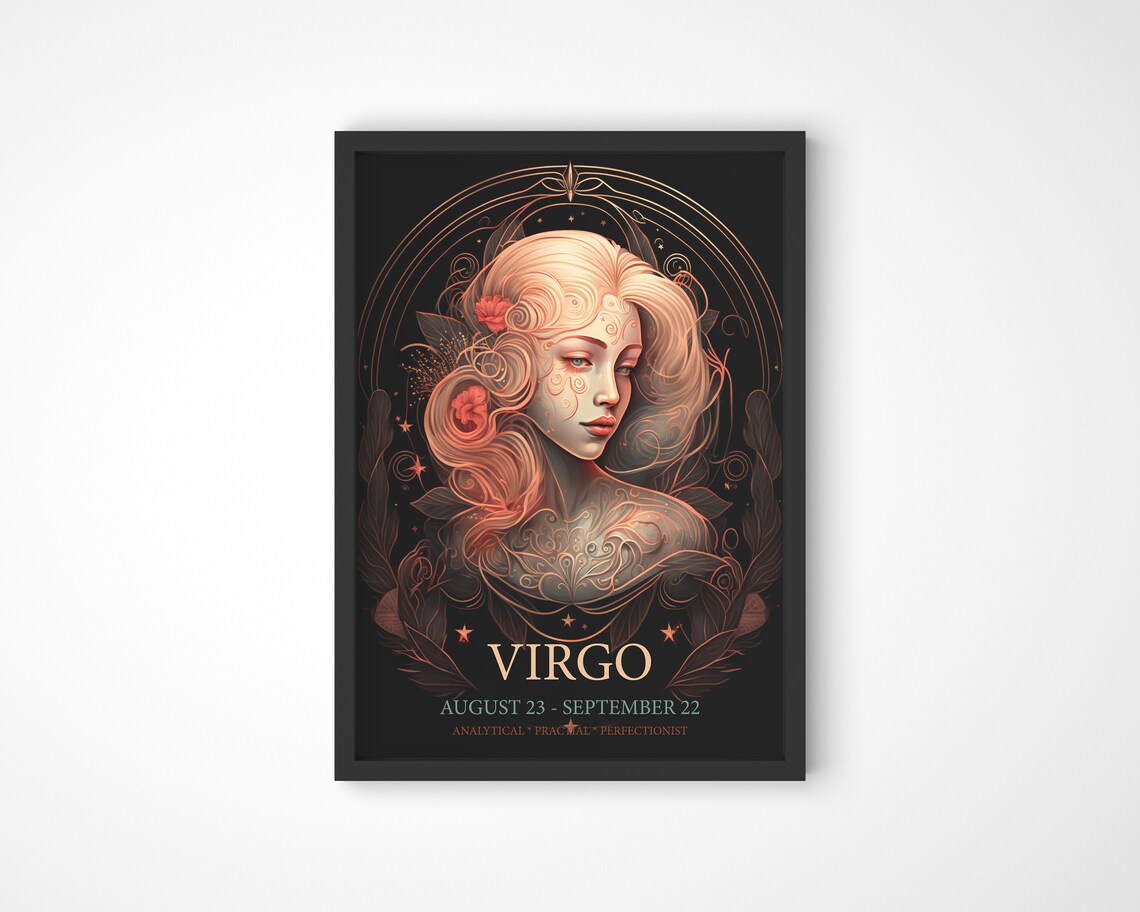 Virgo Zodiac Art Nouveau Goddess Astrology Star Sign Horoscope Poster - Image 3