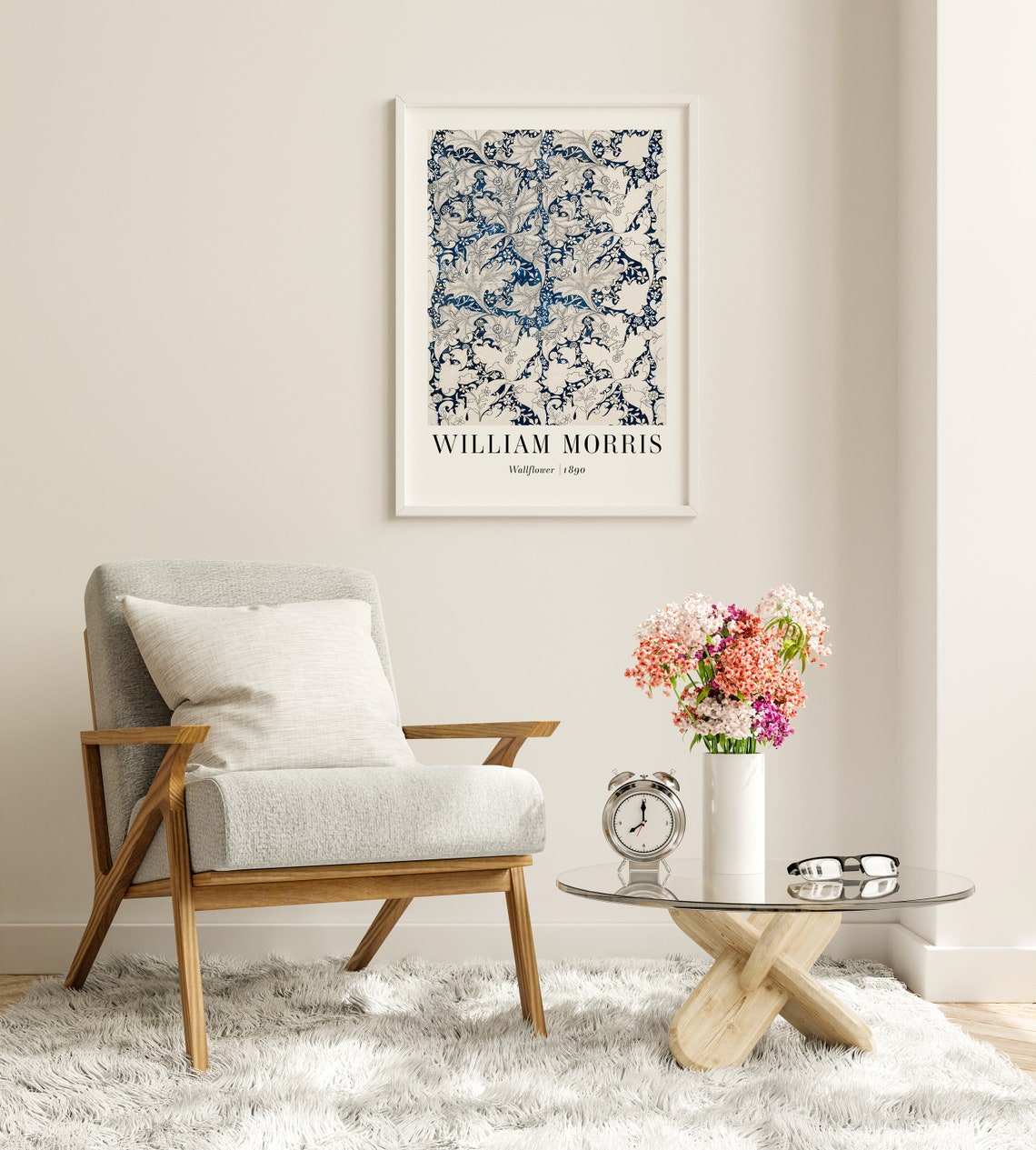 William Morris Wallflower 1890 Blue Floral Pattern Vintage Art Poster - Image 7