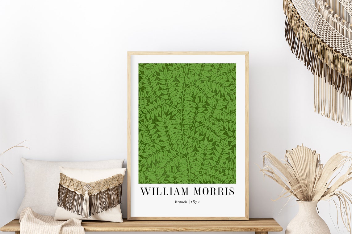 William Morris Branch 1872 Green Leaf Pattern Vintage Art Poster - Image 6
