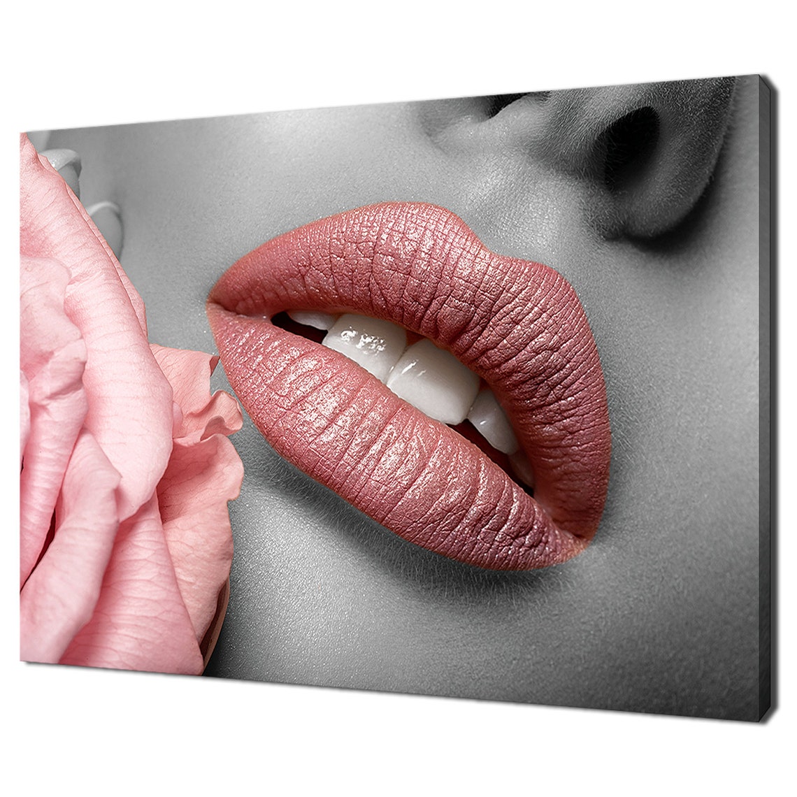 Blush Pink Lips Rose Selective Color Beauty Photography Modern Print