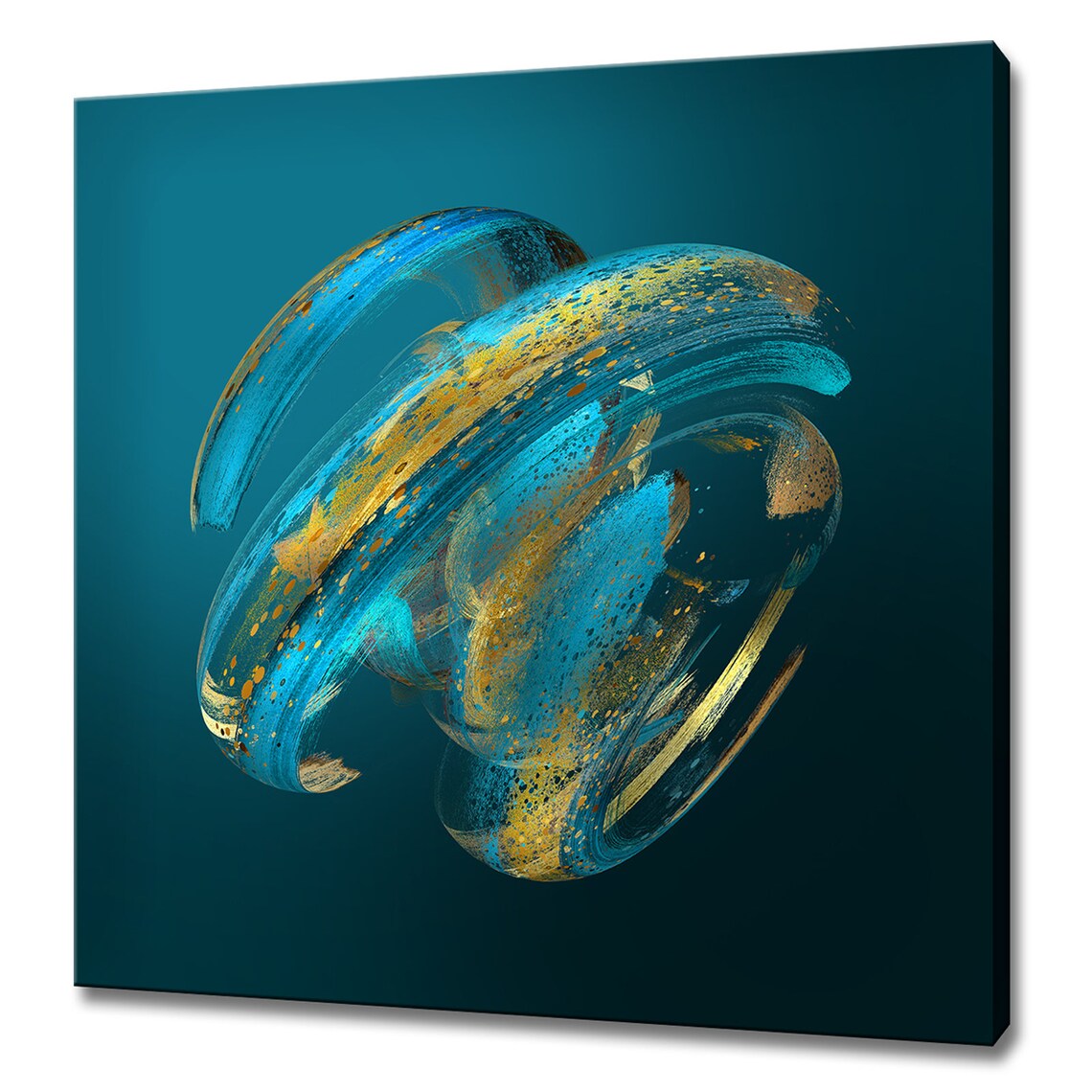 Abstract Twisted Blue Gold Paint Swirl, Modern Design