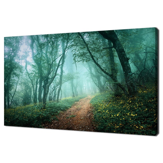 Mysterious Green Dark Forest Road Art Print