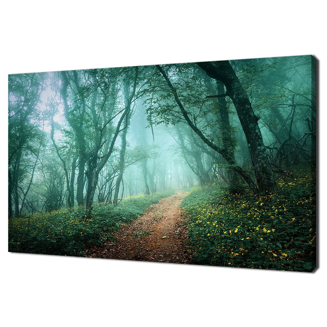 Mysterious Green Dark Forest Road Art Print