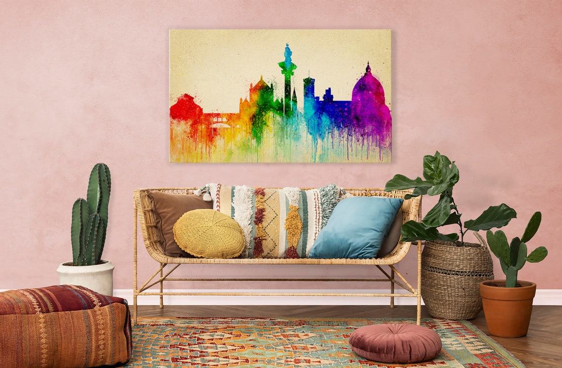 Florence Italy Rainbow Skyline Watercolor Duomo Cathedral Poster - Image 2