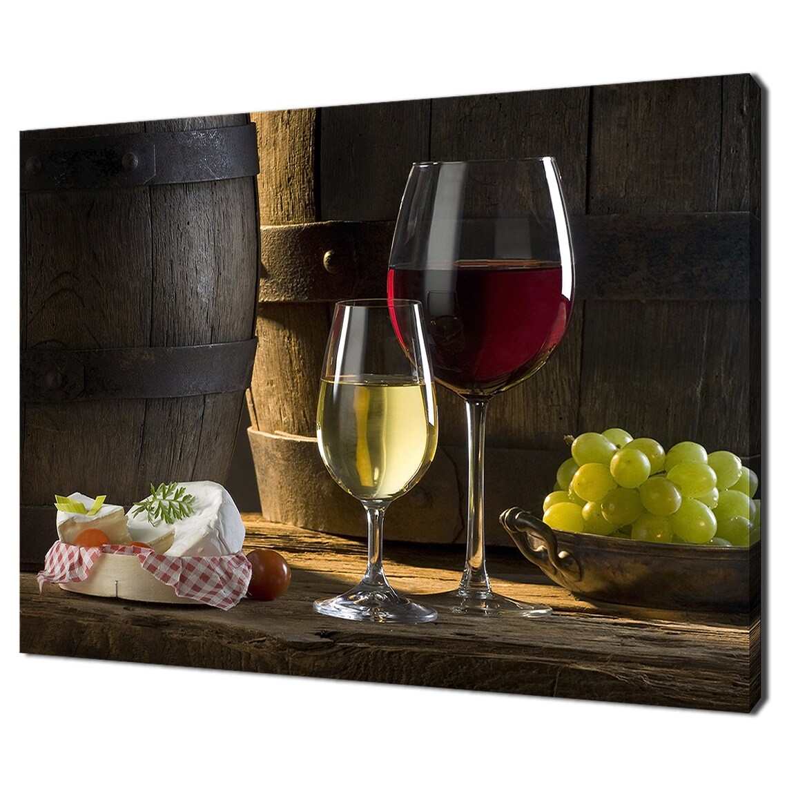 Vintage Wine Glass, Cheese and Grapes Art Print