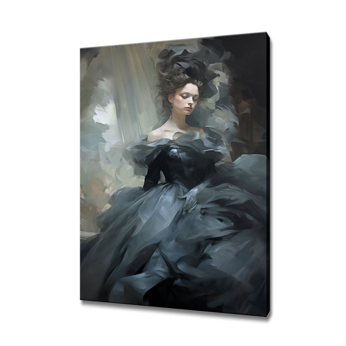 Elegant Lady In Grey, Victorian Fashion Art Print
