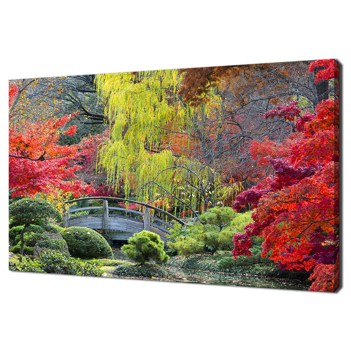 Bridge in Japan Garden, Colorful Modern Travel Poster