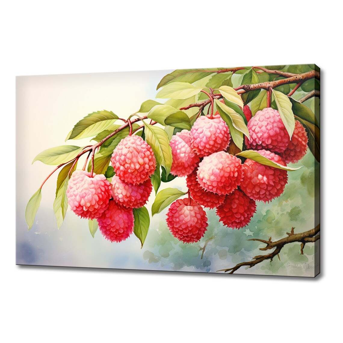 Red Lychee Fruit Watercolour, Kitchen Wall Art