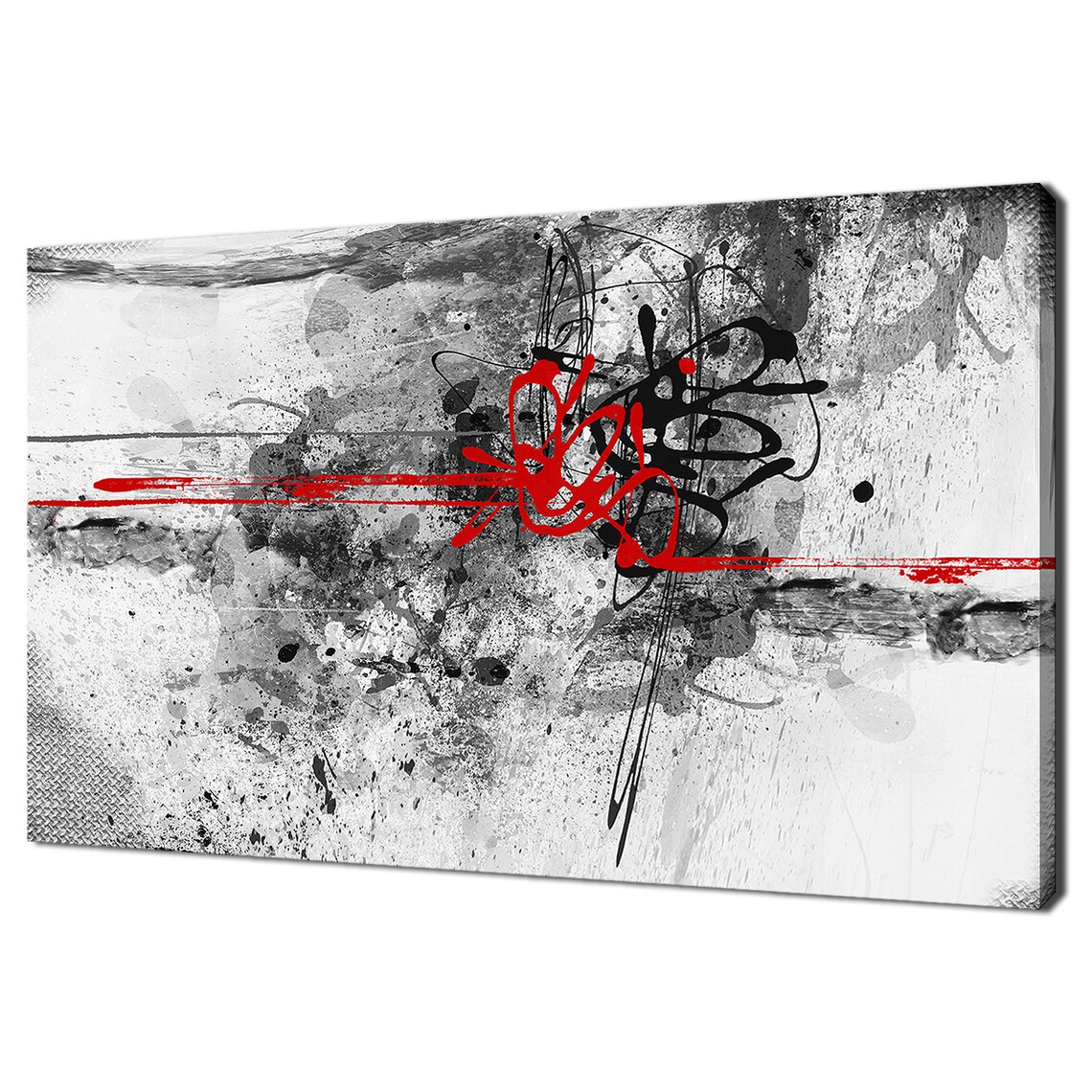 Red, Black & Grey Abstract Splatter Art Print