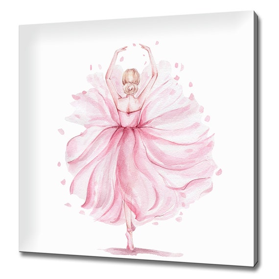 Pink Pretty Ballerina Watercolour Painting Style Modern Design Decor Print Wall Art Picture