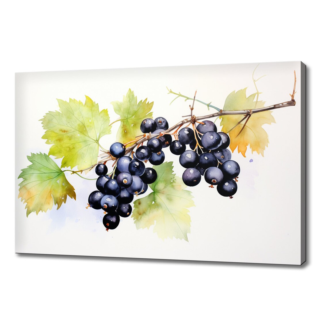 Blackcurrants Fruits Bunch Watercolour Print Colourful Kitchen Wall Art Fruit Print Modern Kitchen Restaurant Wall Decor