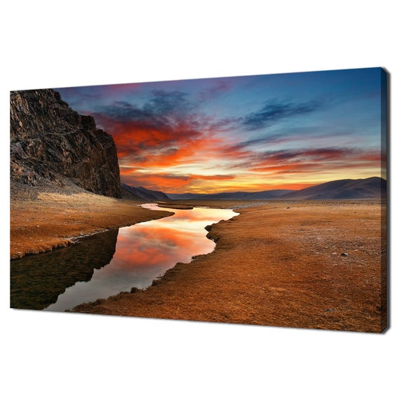 Colourful Sunrise In Mongolian Desert Wilderness Modern Landscape Design Home Decor Print Wall Art Picture Wall Hanging