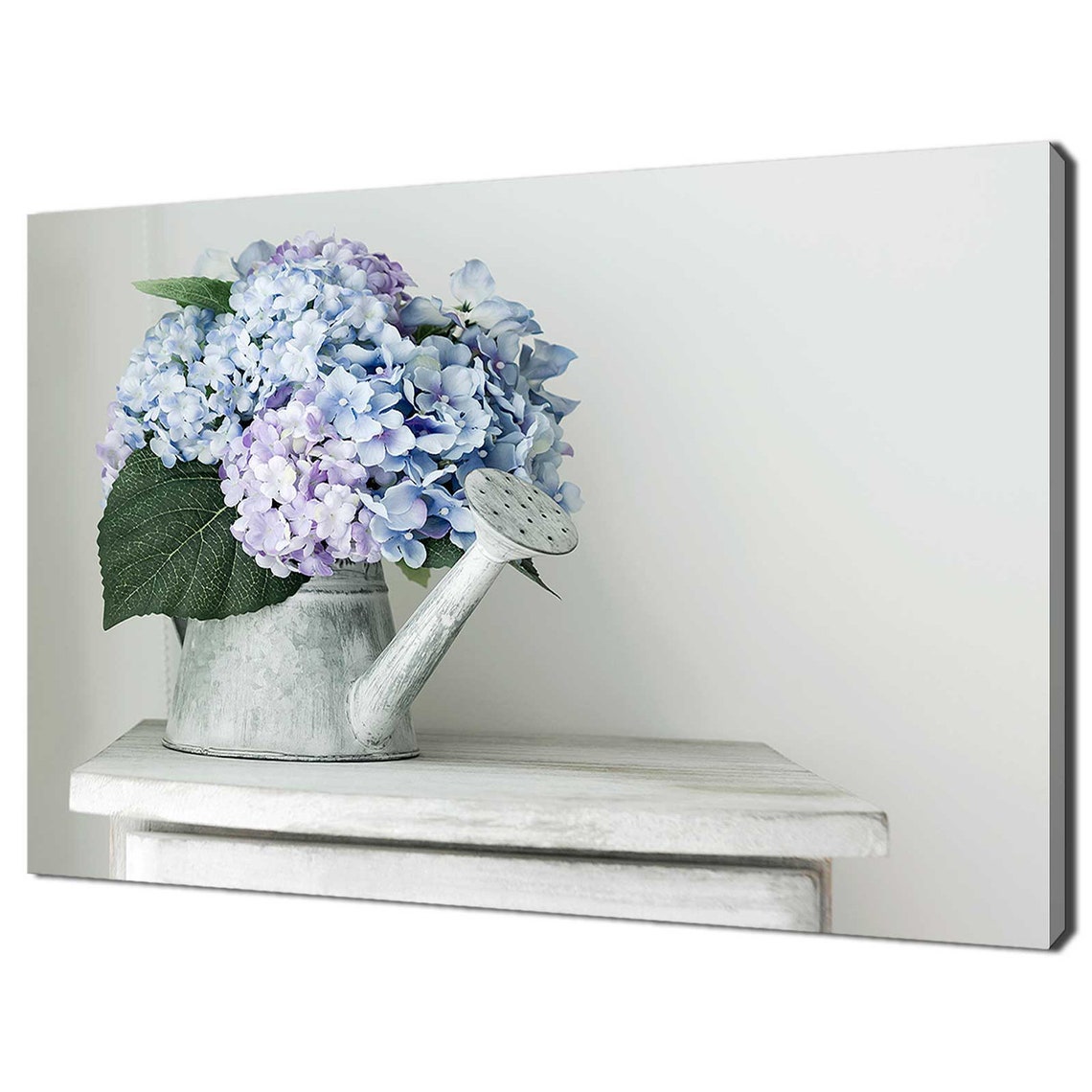 Blue Purple Hydrangea Flowers Vintage Watering Can Still Life Print