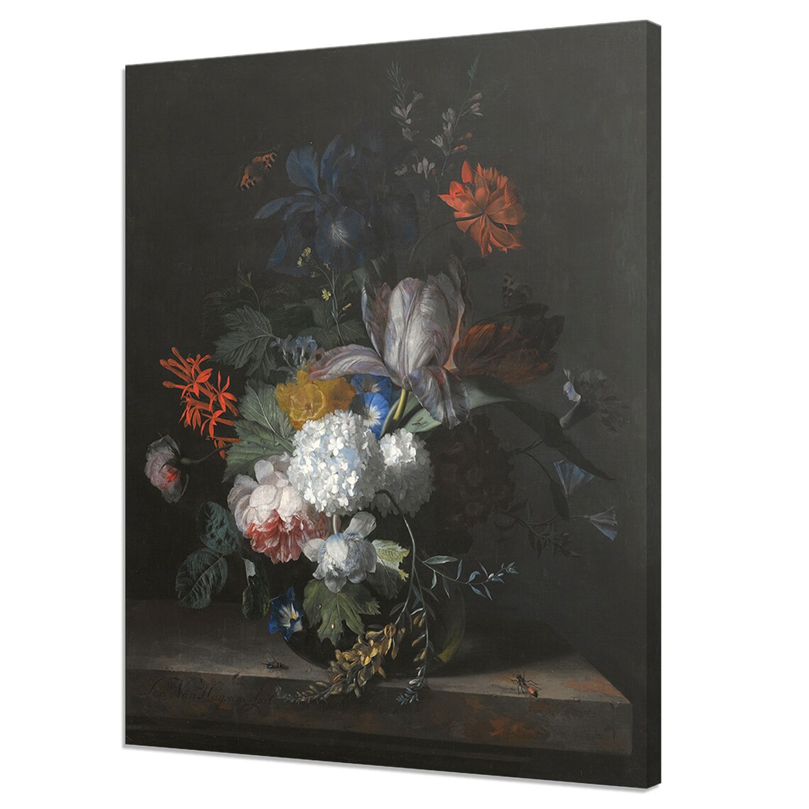 Dutch Floral Still Life Oil Painting Vintage Flowers Dark Art Poster
