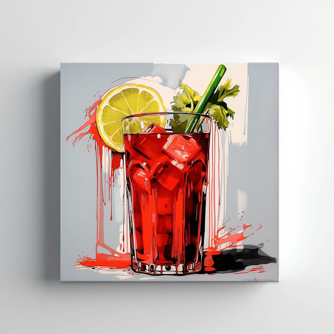 Bloody Mary Cocktail Watercolor Lemon Celery Bar Decor Poster - Image 3