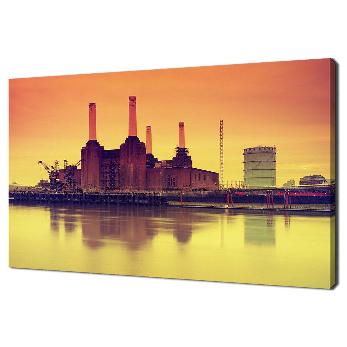 London Battersea Power Station Sunset Thames River View Poster