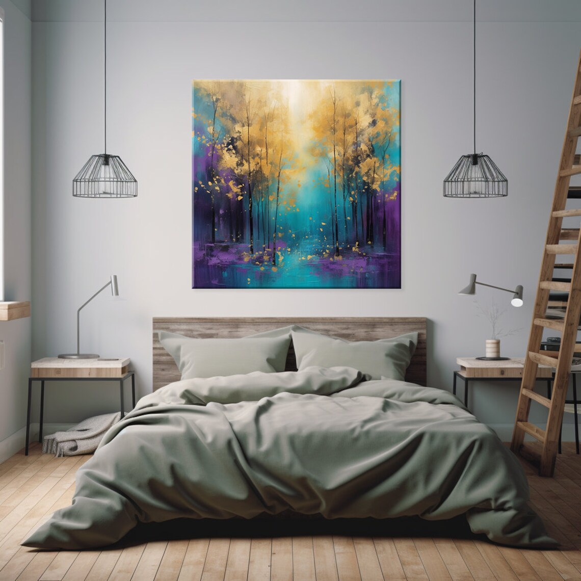 Abstract Landscape Trees, Painting Style Art Print - Image 2