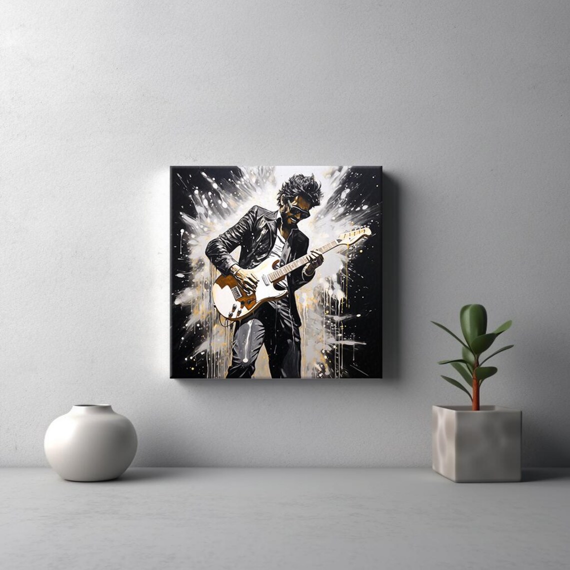 Electric Guitar Player Rock Musician Painting Splatter Art Music Poster - Image 3