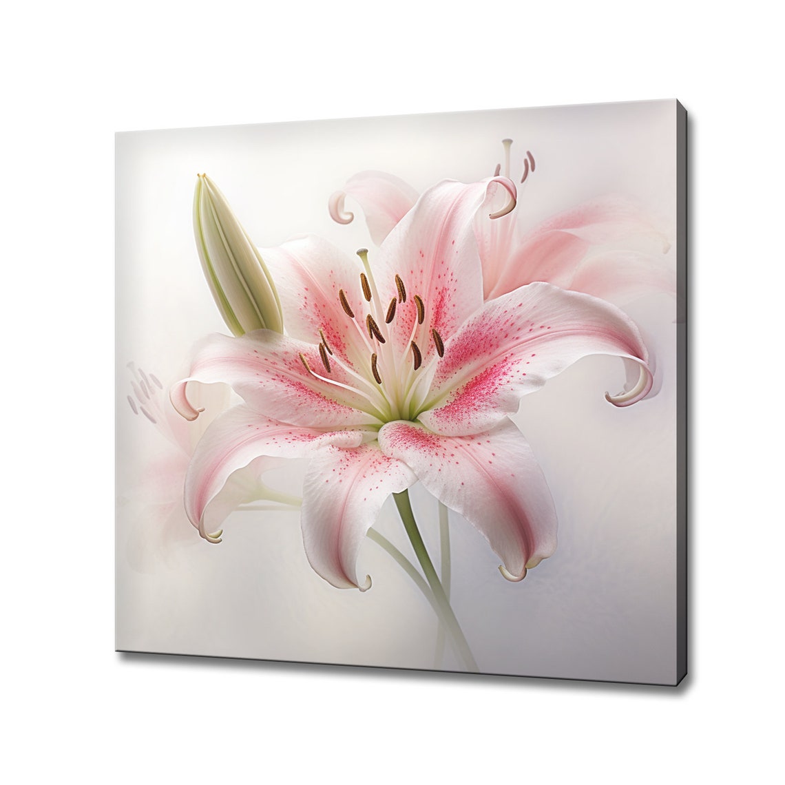 Pink Oriental Lily Stargazer Bloom Elegant Macro Floral Wall Art