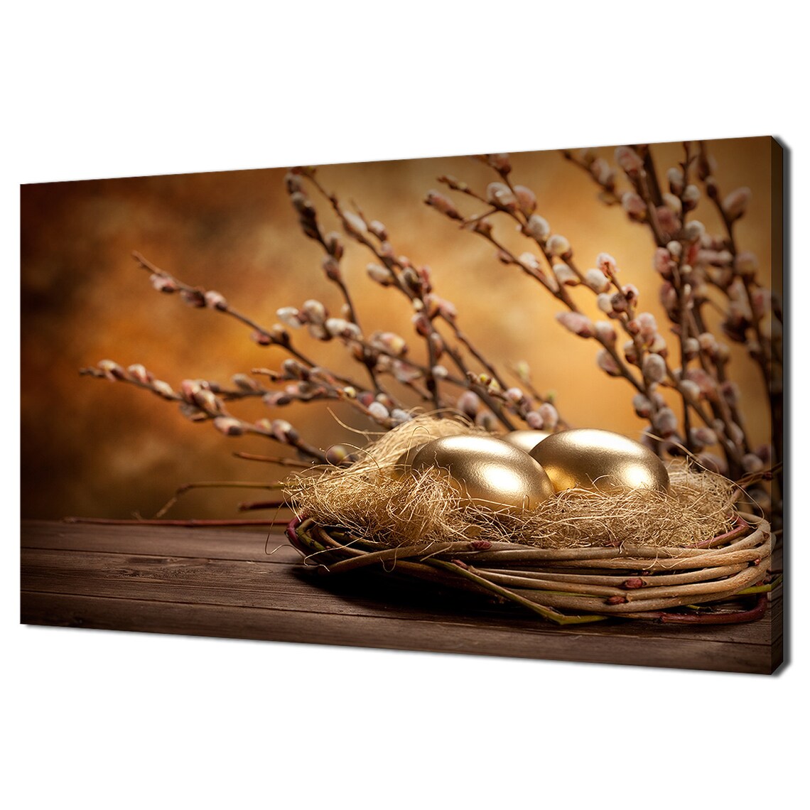 Golden Easter Eggs In The Nest, Modern Design