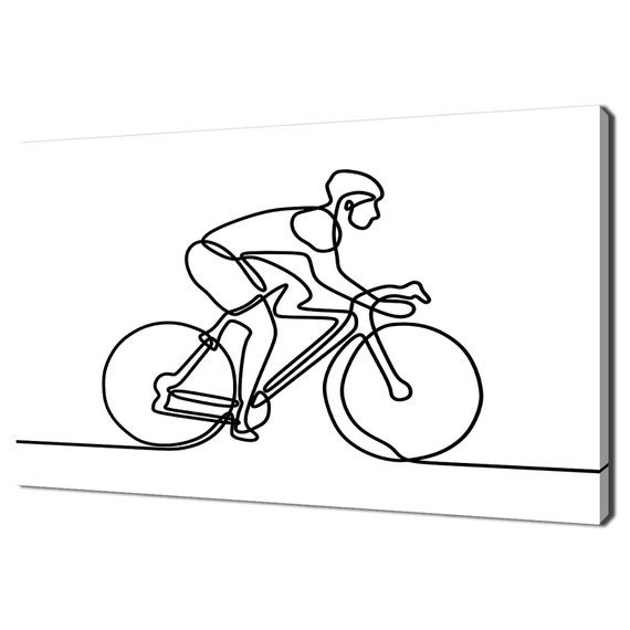 Bicycle Cyclist Line Art Black White Minimalism Modern Design Print Wall Art Picture