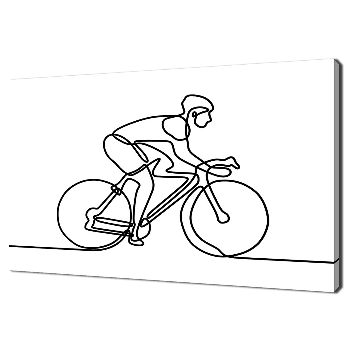 Bicycle Cyclist Line Art Black White Minimalism Modern Design Print Wall Art Picture