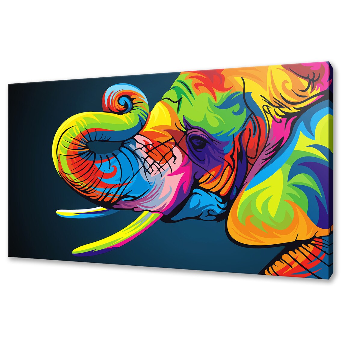 Colourful Elephant Side View Pop Art Rainbow Skin Abstract Animal Poster
