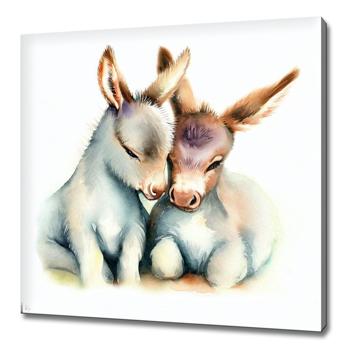 Cute Baby Goats Donkeys Watercolor Art Nine Panel Nursery Poster - Image 2