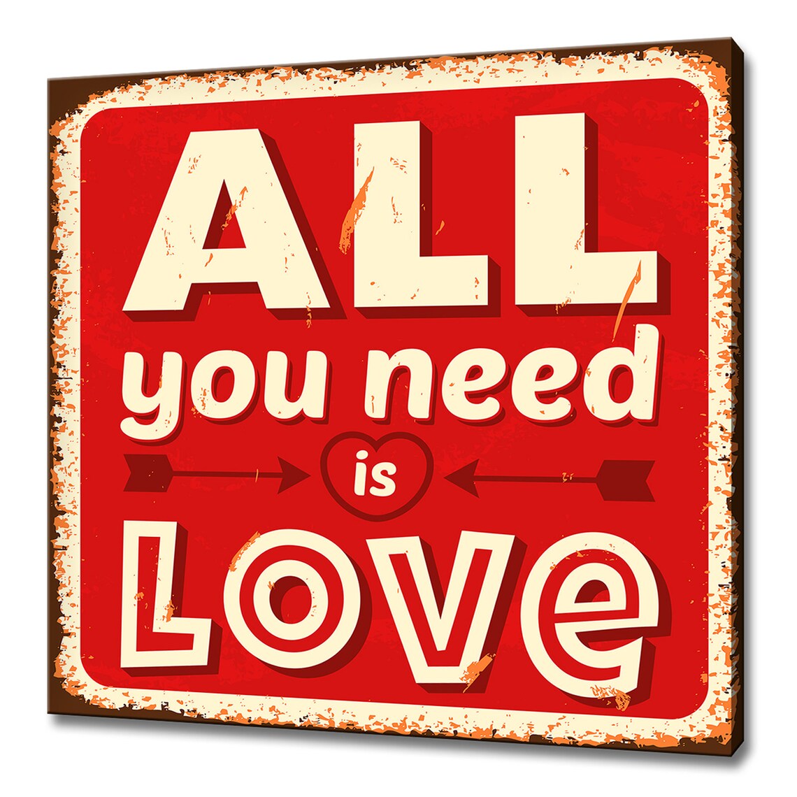 All You Need Is Love Vintage Red Tin Sign Retro Quote Typography Wall Poster