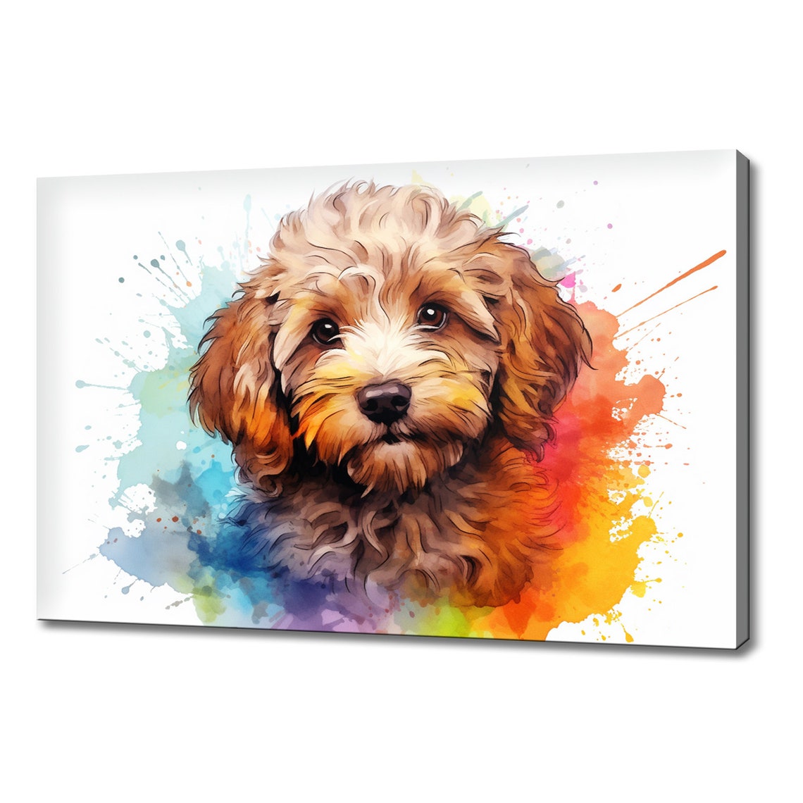 Reddish Cockapoo Puppy Colourful Splash Watercolour Dog Poster