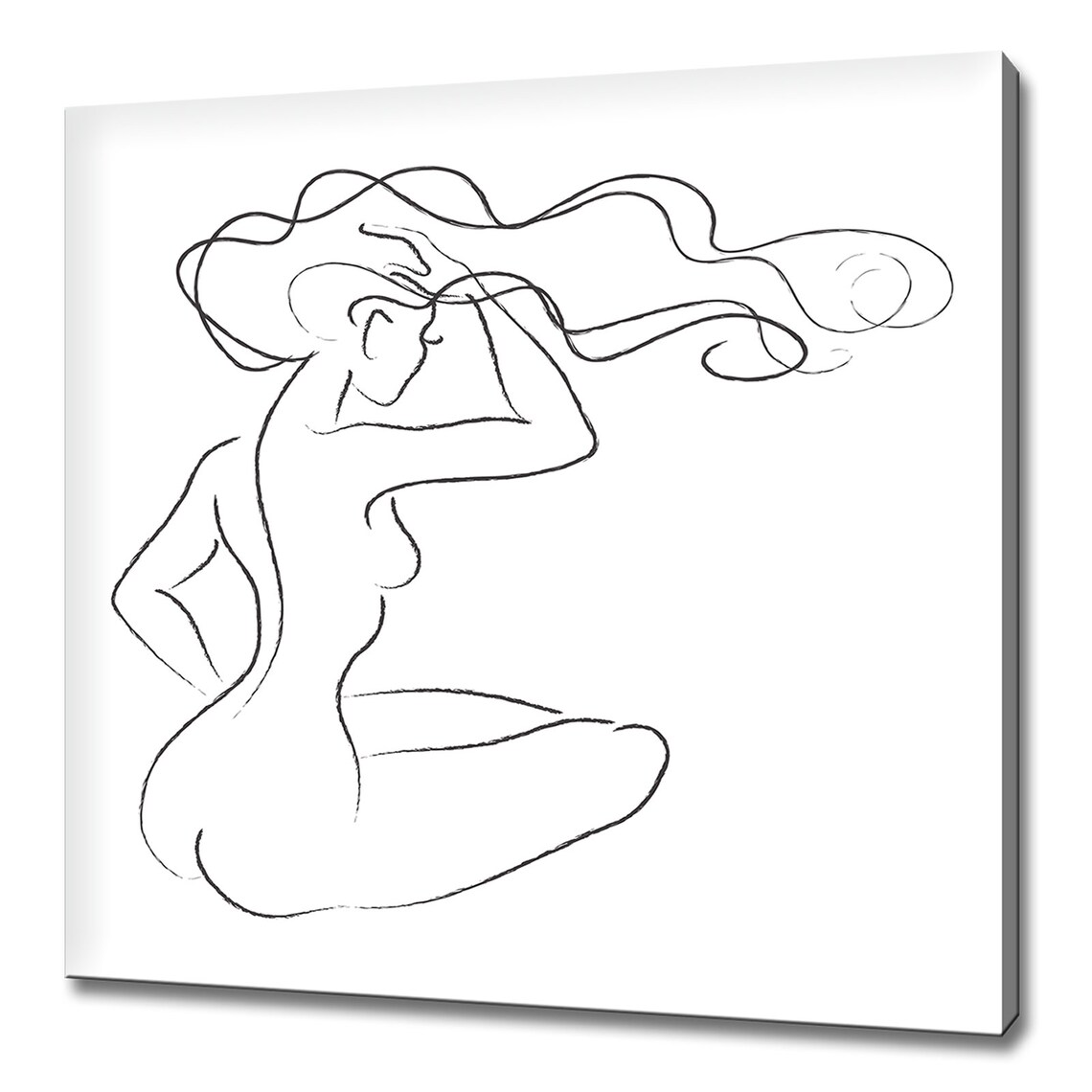 Woman Sitting Line Drawing Minimalist Sketch Modern Figure Wall Art Print