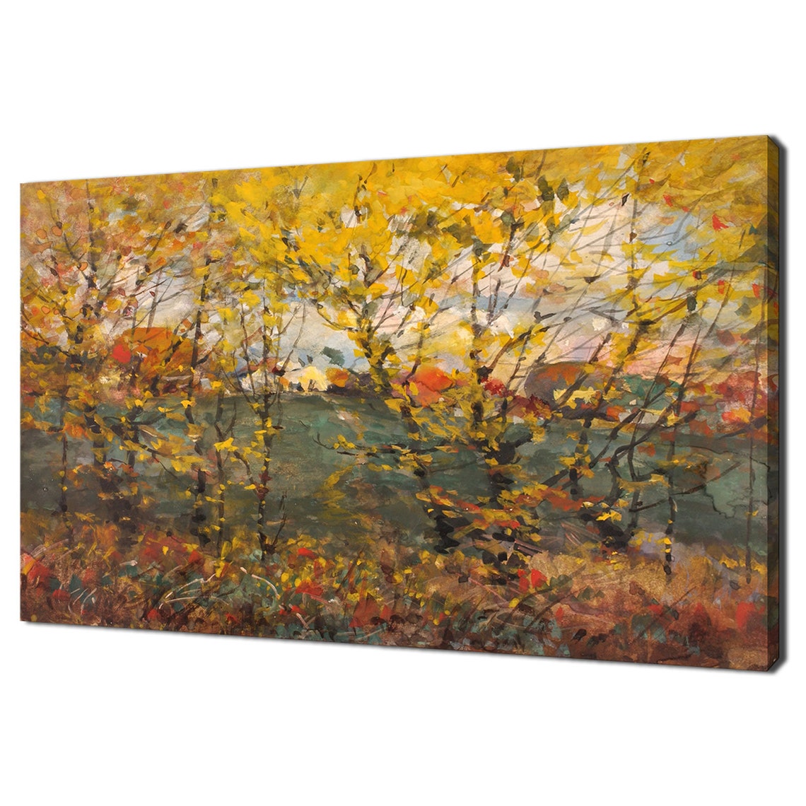 Golden Autumn Trees Impressionist Landscape Yellow Foliage Fall Print