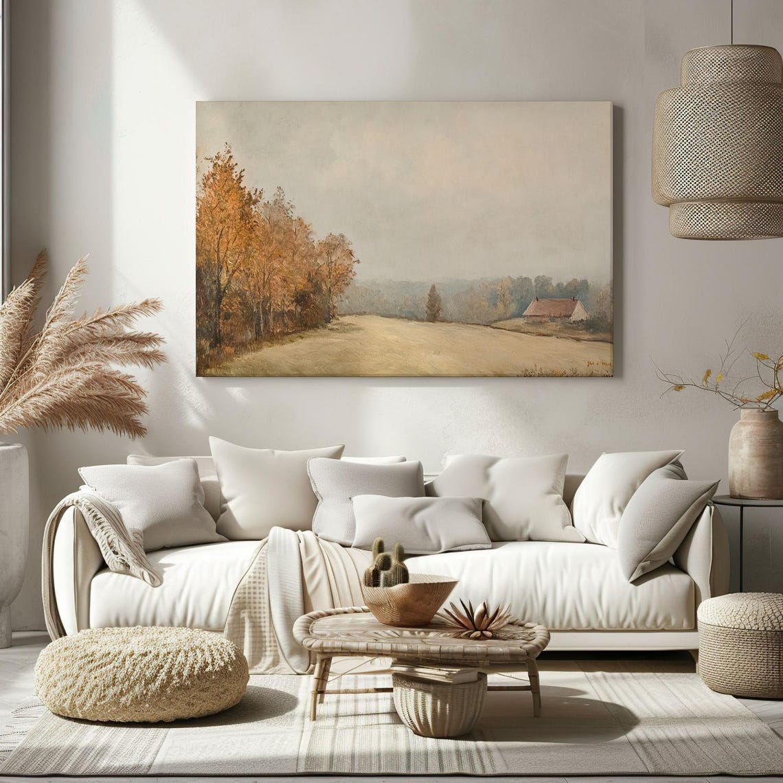 Autumn Landscape Vintage Countryside Cottage Painting Style Print Farmhouse Decor Art Nature Picture Wall Hanging Fine Art Print - Image 2