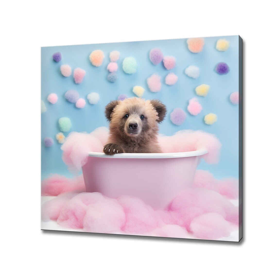 Cute Baby Bear in the Bath Tub, Funny Bathroom Art