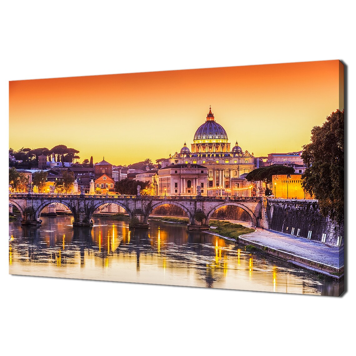 San Pietro Basilica and Ponte Sant'Angelo, Italy Travel Poster