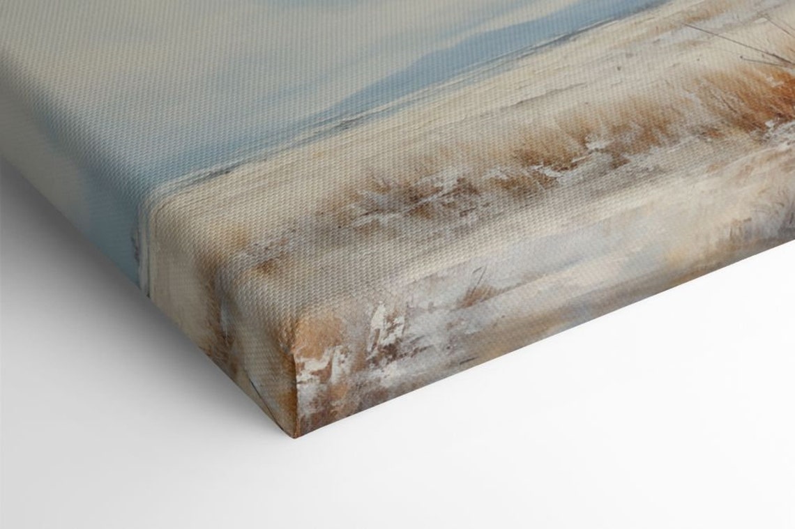 Vintage Country Landscape Frozen Drylands Muted Moody Painting Style Print Farmhouse Decor Art Neutral Nature Picture Wall Hanging - Image 2