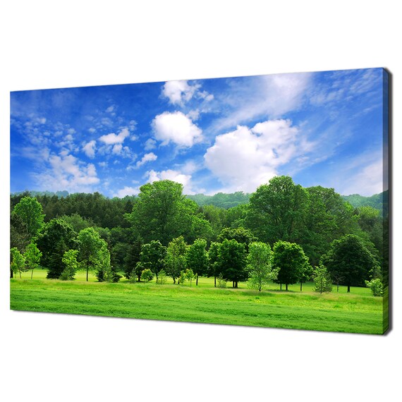 Summer Landscape Green Forest With Bright Blue Sky Modern Landscape Design Home Decor Print Wall Art Picture Wall Hanging