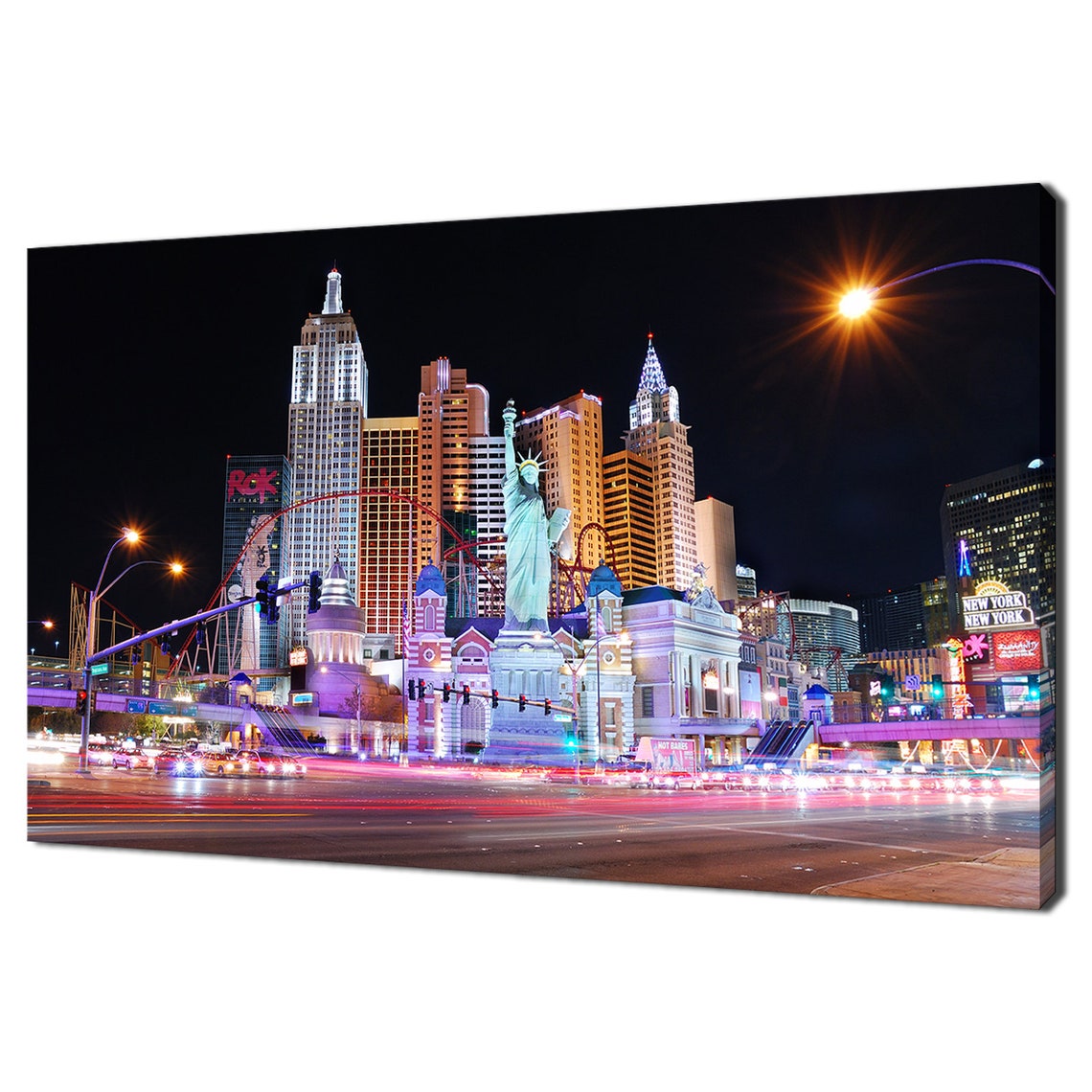 Las Vegas Night New York Casino Statue Of Liberty Lights Street Poster