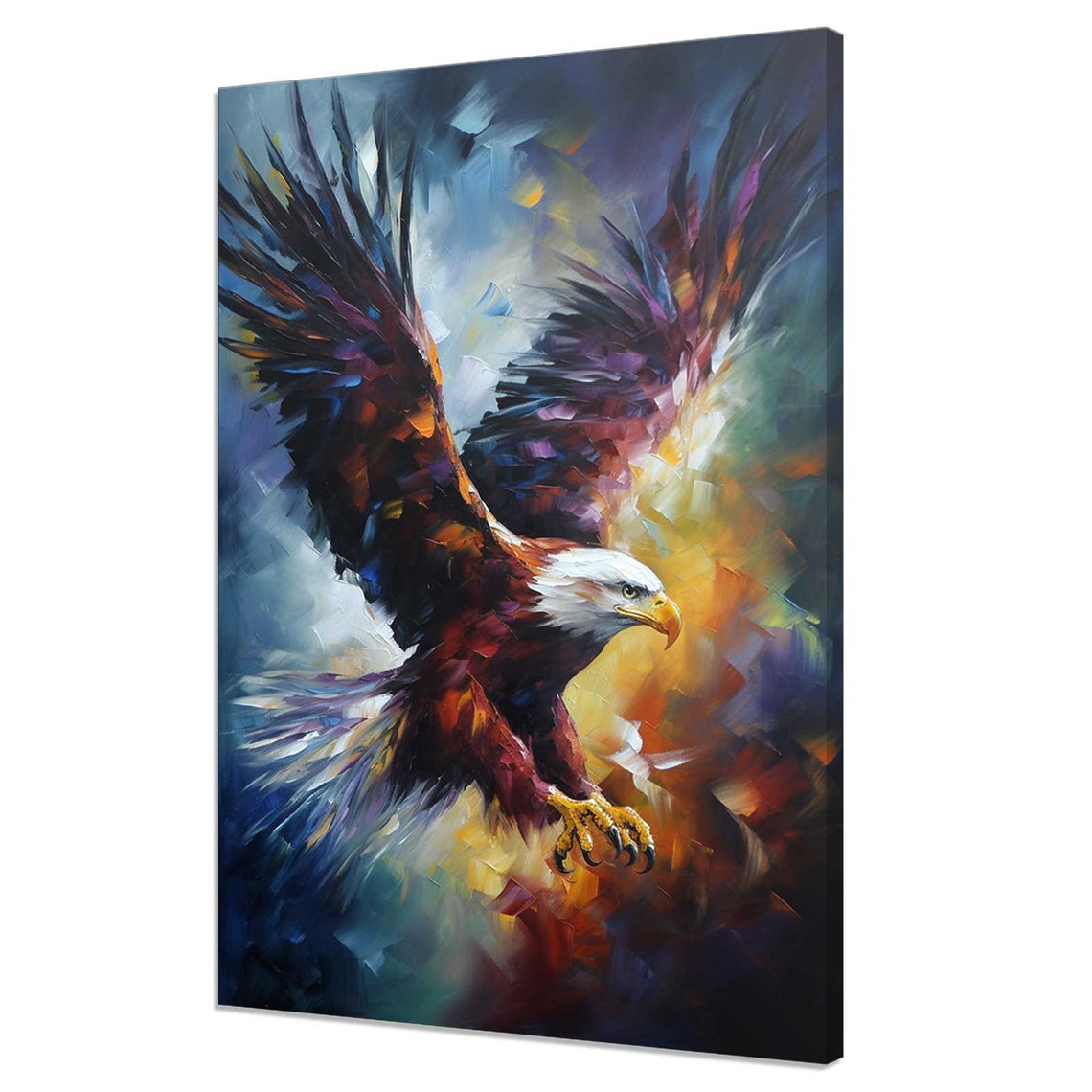 Bald Eagle In Flight Colorful Abstract Wildlife Painting Bird Poster