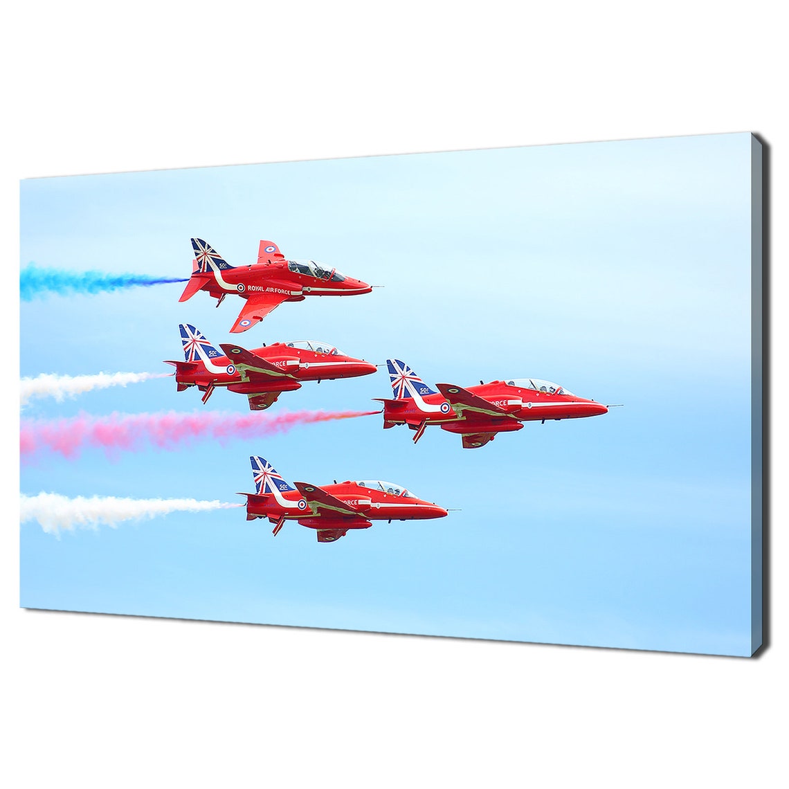 Raf Red Arrows Jets In Formation Over Blue Sky Modern Room Design Home Decor Print Wall Art Picture