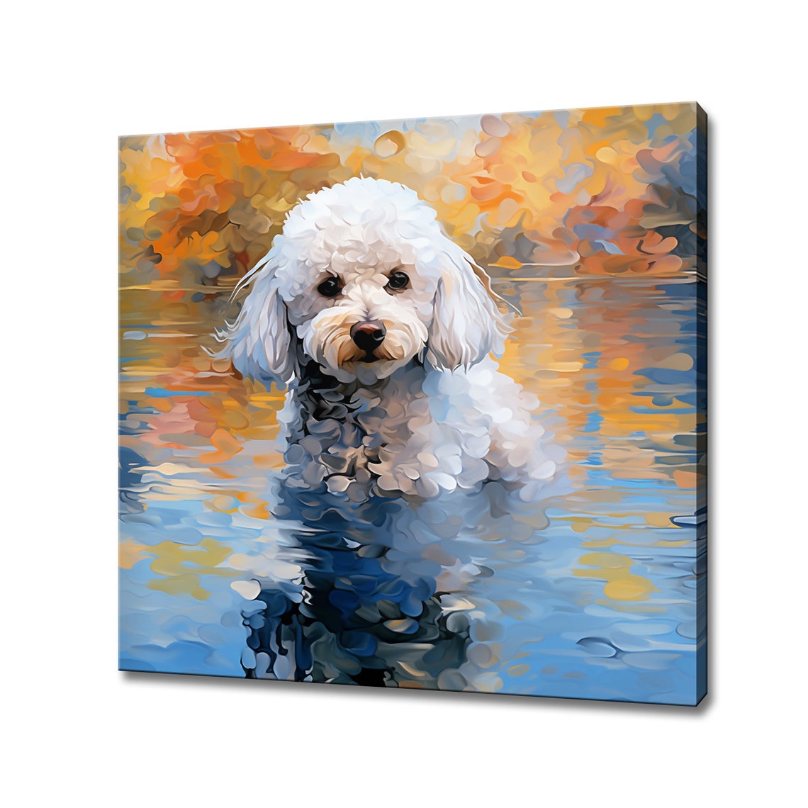 Cute White Poodle Puppy Dog Animal Print Gift For Poodle Dog Lover Colourful Dog Portrait Painting Print Dog Pet Wall Art