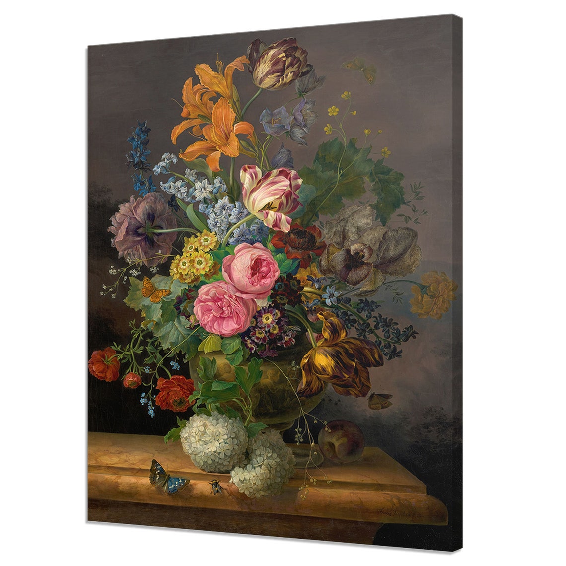 Still Life Flowers In A Vase Victorian Bouquet Of Colourful Flowers Fine Art Print Vintage Oil Painting Print Antique Wall Decor