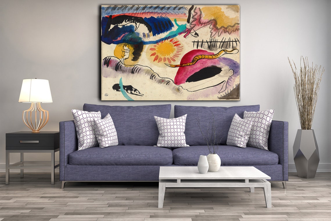 Wassily Kandinsky Aquarell Nr 3 Liebesgarten 1911 Classic Design Abstract Decor Reproduction Print Wall Art - Image 2