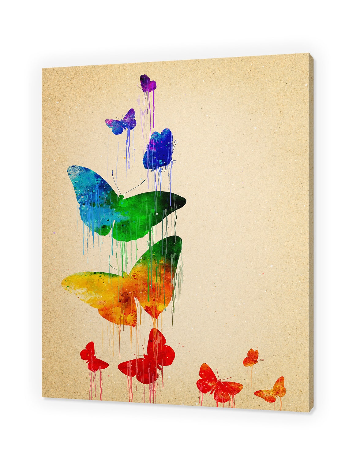 Butterflies Colourful Rainbow Watercolour Modern Design Print Home Decor Wall Art Wall Hanging Picture