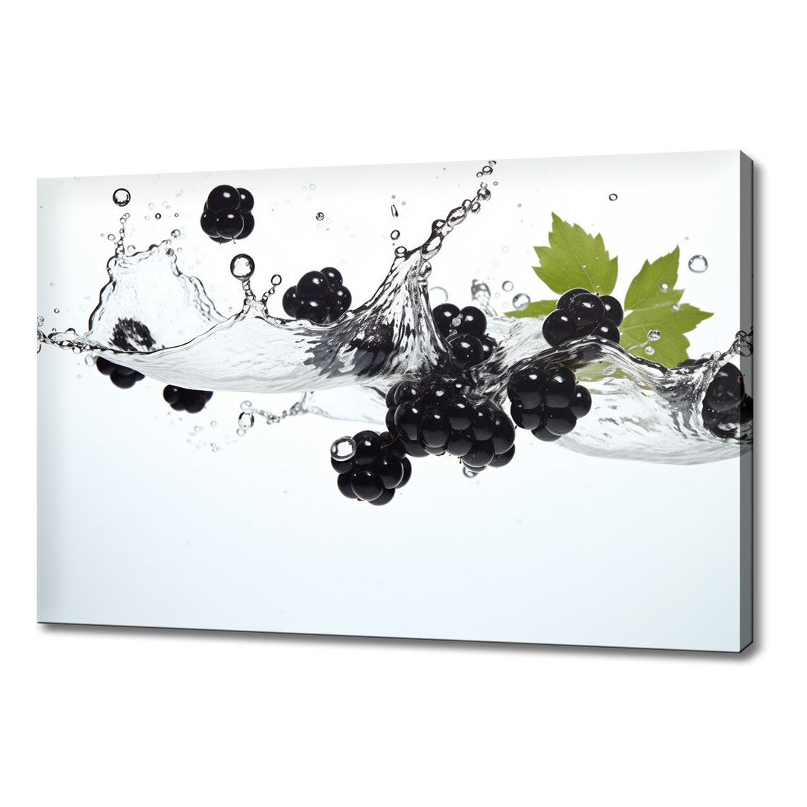 Blackberries Water Splash Colorful Modern Kitchen Wall Art Print